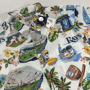 NWT Reyn Spooner Tampa Bay Rays Men's XXL White Hawaiian MLB Shirt
